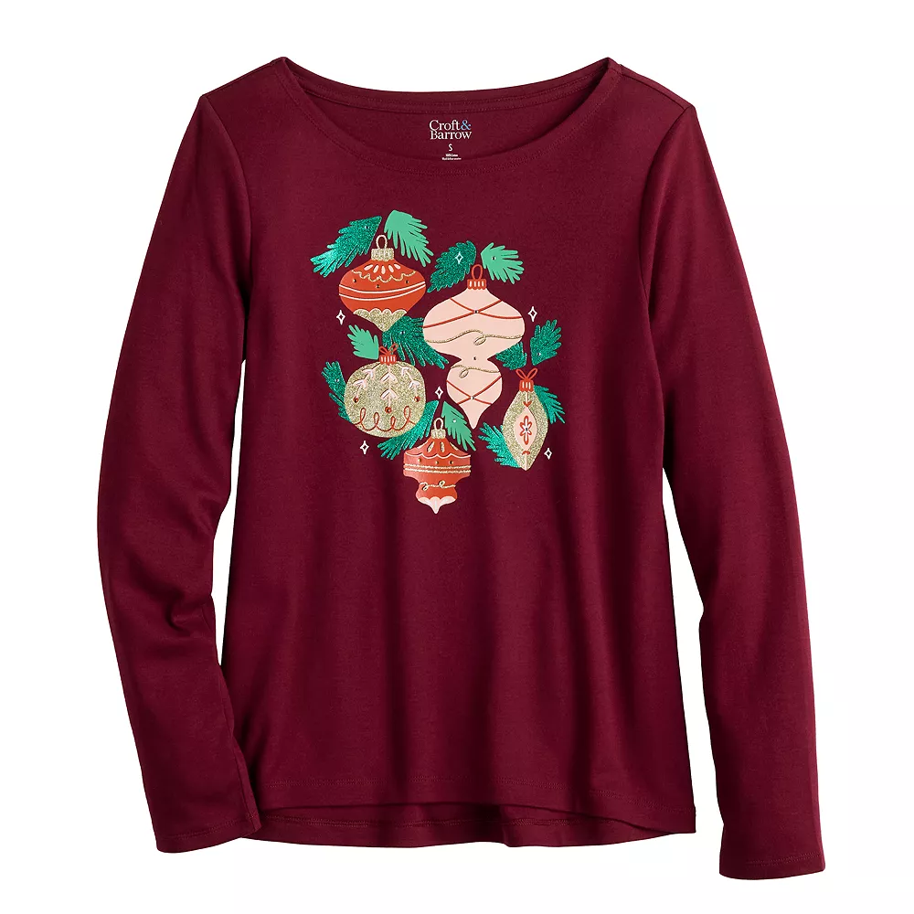 Women's Croft & Barrow® Holiday Long Sleeve Graphic Tee 4 Women's Croft & Barrow® Holiday Long Sleeve Graphic Tee - Image 2