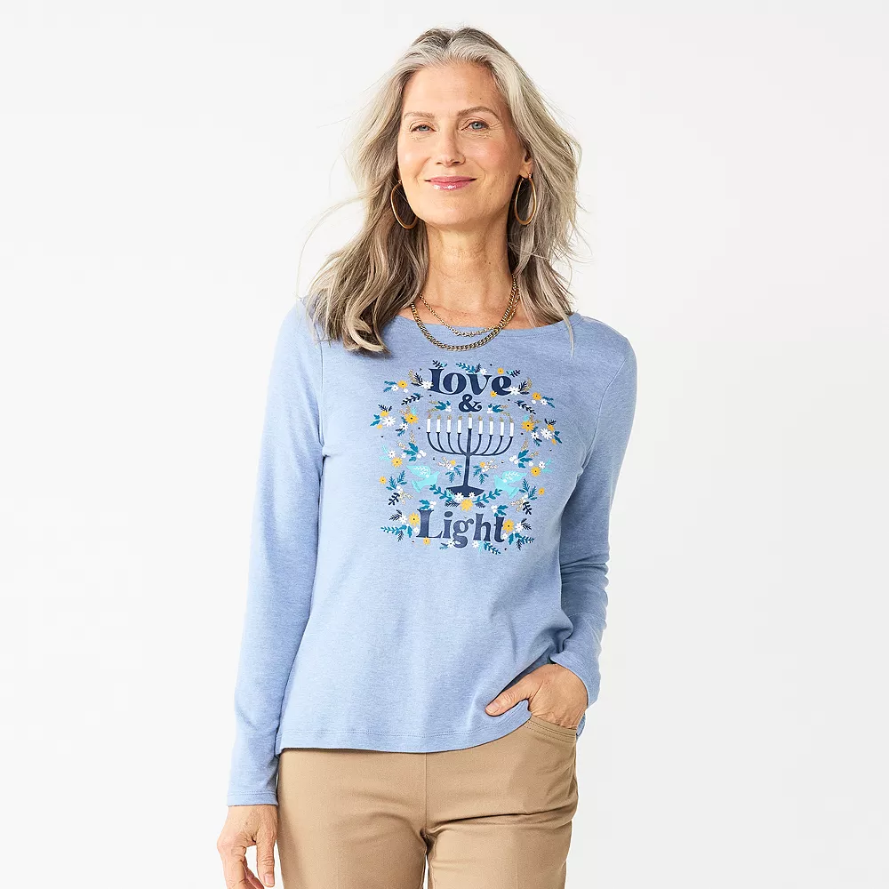 Women's Croft & Barrow® Holiday Long Sleeve Graphic Tee 3 Women's Croft & Barrow® Holiday Long Sleeve Graphic Tee
