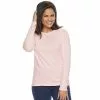 Petite Croft & Barrow® Crewneck Long-Sleeve Tee -Croft And Barrow Sales Store 4474951 Light Pink