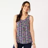 Women's Croft & Barrow® Print Pleated Tank -Croft And Barrow Sales Store 4777679 Navy Folk Medallion