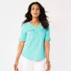 Women's Croft & Barrow® Roll-Tab Utility Henley Top