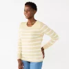 Women's Croft & Barrow® Extra Soft Crewneck Sweater -Croft And Barrow Sales Store 4922627 Beige Stripe