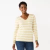 Women's Croft & Barrow® The Extra Soft V-Neck Sweater 1 Women's Croft & Barrow® The Extra Soft V-Neck Sweater -Croft And Barrow Sales Store 4922640 Beige Stripe