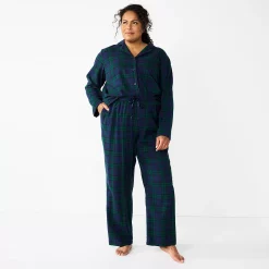 Plus Size Croft & Barrow® Flannel Long Sleeve Pajama Shirt & Pajama Pants Set 7 Plus Size Croft & Barrow® Flannel Long Sleeve Pajama Shirt & Pajama Pants Set -Croft And Barrow Sales Store 5032550 ALT2