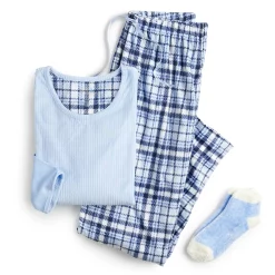Petite Croft & Barrow® Velour Long Sleeve Pajama Top & Pajama Pants Set -Croft And Barrow Sales Store 5041069 ALT5