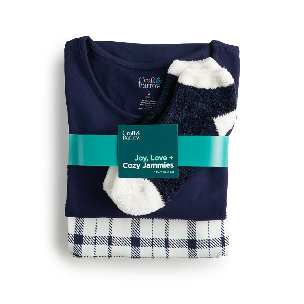 Women's Croft & Barrow® Long Sleeve Pajama Top & Pajama Pants Sleep Set 5 Women's Croft & Barrow® Long Sleeve Pajama Top & Pajama Pants Sleep Set - Image 3