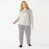 Plus Size Croft & Barrow® Long Sleeve Pajama Top & Pajama Pants Set 2 Plus Size Croft & Barrow® Long Sleeve Pajama Top & Pajama Pants Set -Croft And Barrow Sales Store 5044287 Gray Animal Print