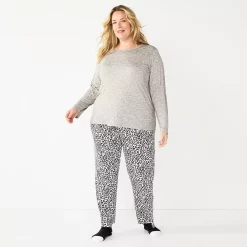 Plus Size Croft & Barrow® Long Sleeve Pajama Top & Pajama Pants Set