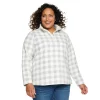 Plus Size Croft & Barrow® Snap-Neck Microfleece Top -Croft And Barrow Sales Store 5127255 Gray Plaid