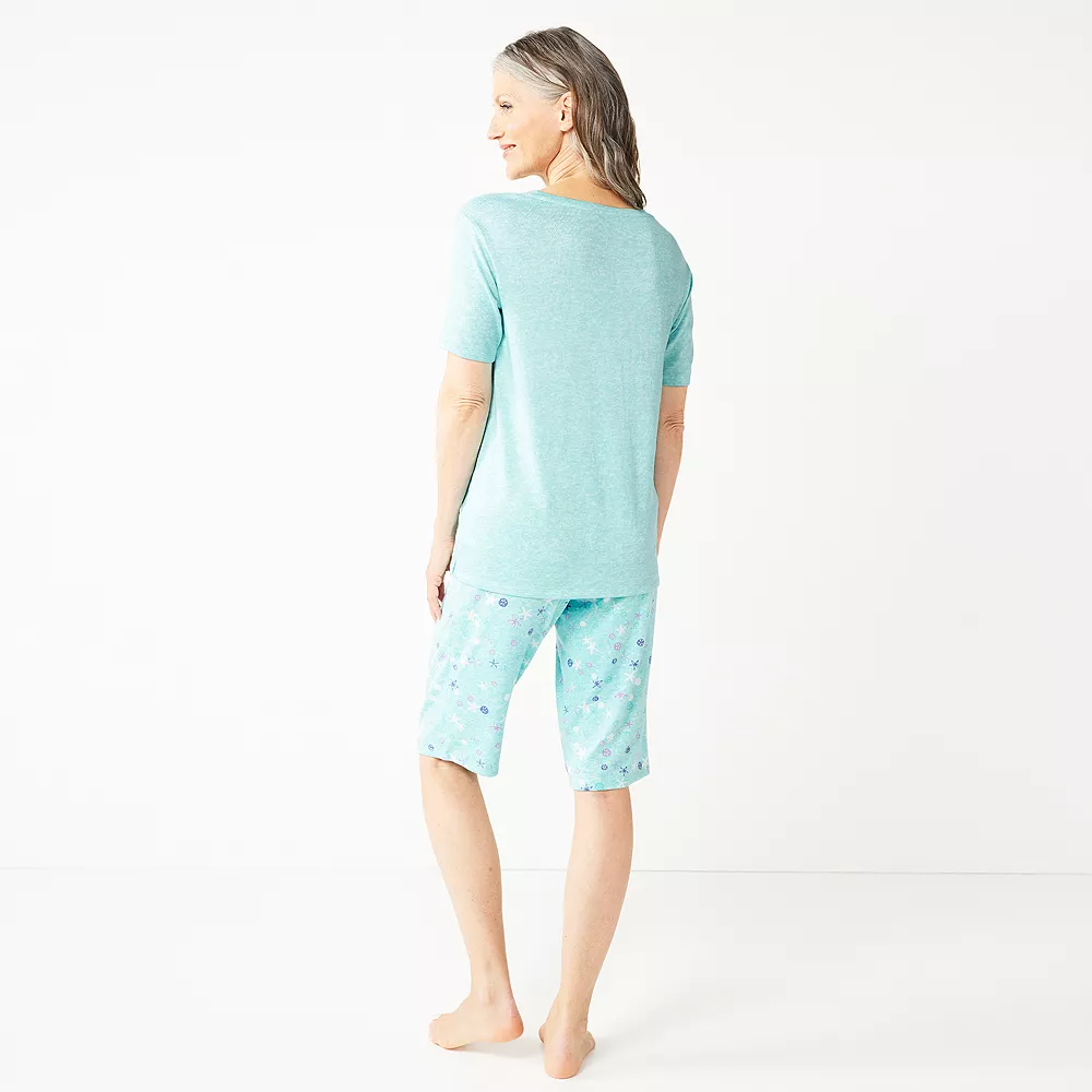 Women's Croft & Barrow® 3-Piece Pajama Top, Pajama Shorts & Pajama Skimmers Sleep Set 3 Women's Croft & Barrow® 3-Piece Pajama Top, Pajama Shorts & Pajama Skimmers Sleep Set - Image 2