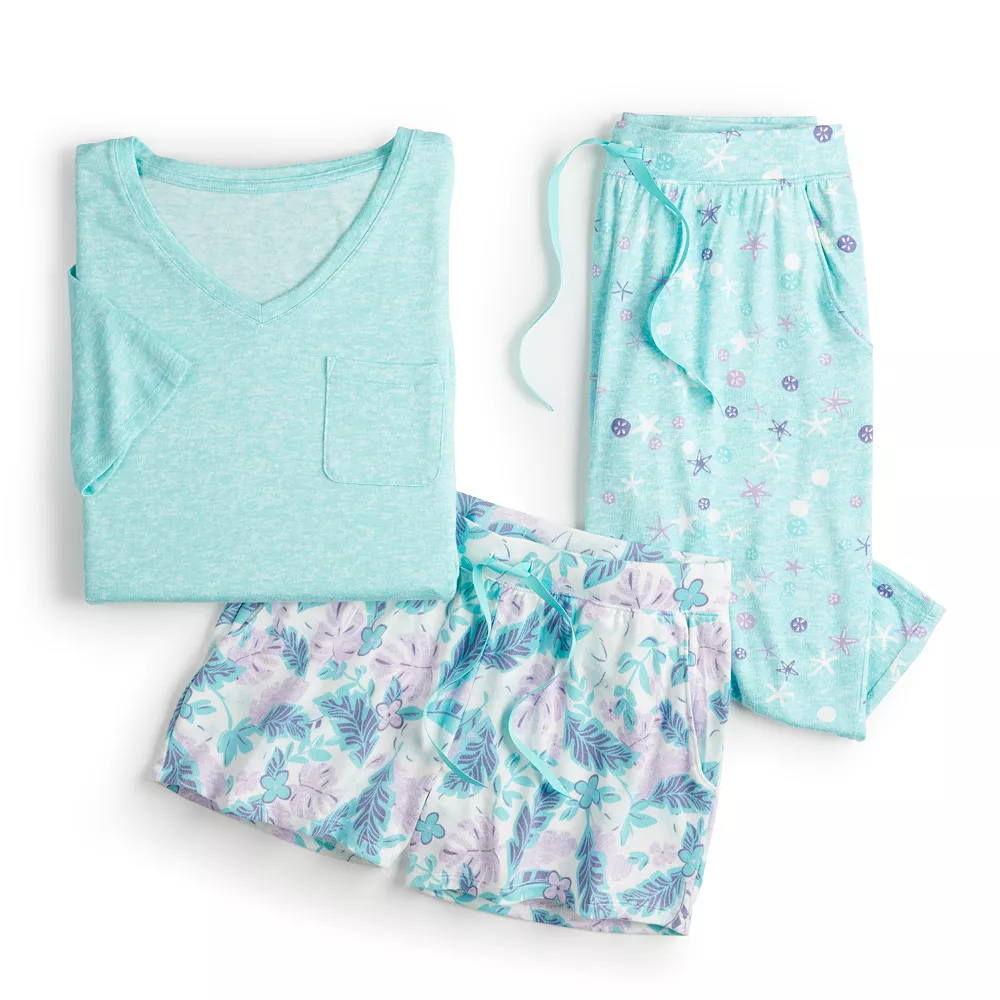 Women's Croft & Barrow® 3-Piece Pajama Top, Pajama Shorts & Pajama Skimmers Sleep Set 5 Women's Croft & Barrow® 3-Piece Pajama Top, Pajama Shorts & Pajama Skimmers Sleep Set - Image 4