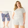 Plus Size Croft & Barrow® 3-Piece Pajama Top, Pajama Shorts & Pajama Skimmers Sleep Set -Croft And Barrow Sales Store 5317544 Navy Multi Floral