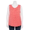 Plus Size Women's Croft & Barrow® Pleated Tank -Croft And Barrow Sales Store 5359290 Coral Leaves