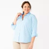 Plus Size Croft & Barrow® Essential Comfort Stretch Shirt -Croft And Barrow Sales Store 5361455 Blue Simple Stripe
