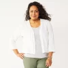Plus Size Croft & Barrow® Open-Front Crop Cardigan -Croft And Barrow Sales Store 5476206 White