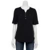 Petite Croft & Barrow® Utility Henley Top -Croft And Barrow Sales Store 5485816 Black