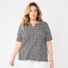 Plus Size Croft & Barrow® Three Quarter Sleeve Splitneck Top
