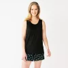 Women's Croft & Barrow® Pajama Tank & Pajama Shorts Sleep Set -Croft And Barrow Sales Store 5514257 Black Buds