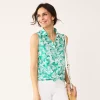 Women's Croft & Barrow® Sleeveless Linen Blend Shirt -Croft And Barrow Sales Store 5523103 Teal Palm