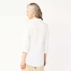 Women's Croft & Barrow® Linen-Blend Popover Tunic -Croft And Barrow Sales Store 5546237 ALT