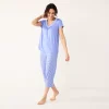 Petite Croft & Barrow® Short Sleeve Pajama Top & Capri Pajama Pants Sleep Set -Croft And Barrow Sales Store 5555609 Dash Purple Geo