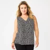 Plus Size Croft & Barrow® Tank -Croft And Barrow Sales Store 5557212 Black Lilly Leaves
