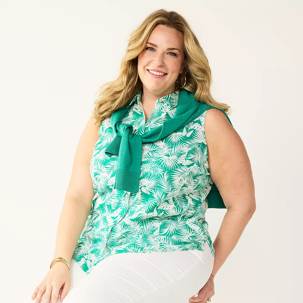 Plus Size Croft & Barrow® Sleeveless Linen Blend Shirt 3 Plus Size Croft & Barrow® Sleeveless Linen Blend Shirt