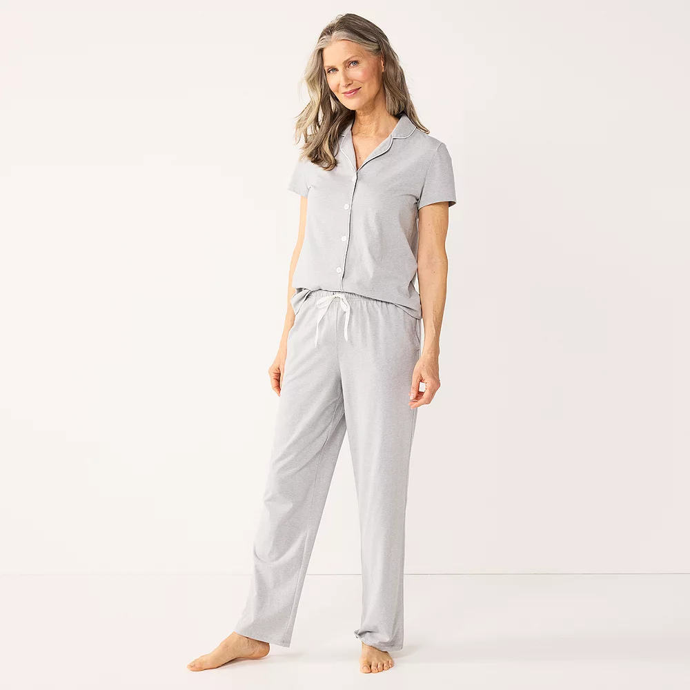 Women's Croft & Barrow® Short Sleeve Pajama Shirt & Pajama Pants Sleep Set 5 Women's Croft & Barrow® Short Sleeve Pajama Shirt & Pajama Pants Sleep Set - Image 3