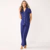 Women's Croft & Barrow® Short Sleeve Pajama Shirt & Pajama Pants Sleep Set -Croft And Barrow Sales Store 5567538 Navy Dots