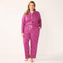 Plus Size Croft & Barrow® Long Sleeve Pajama Shirt & Pajama Pants Sleep Set 7 Plus Size Croft & Barrow® Long Sleeve Pajama Shirt & Pajama Pants Sleep Set -Croft And Barrow Sales Store 5567539 ALT2