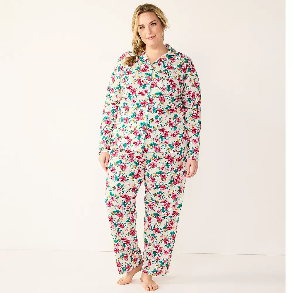 Plus Size Croft & Barrow® Long Sleeve Pajama Shirt & Pajama Pants Sleep Set 3 Plus Size Croft & Barrow® Long Sleeve Pajama Shirt & Pajama Pants Sleep Set