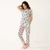 Petite Croft & Barrow® Short Sleeve Pajama Shirt & Pajama Pants Sleep Set -Croft And Barrow Sales Store 5567543 White Pink Floral