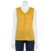 Petite Croft & Barrow® Lace-Trim V-Neck Tank -Croft And Barrow Sales Store 5577598 Gold
