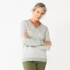 Women's Croft & Barrow® Classic V-Neck Cable Sweater -Croft And Barrow Sales Store 5579426 Gray Animal