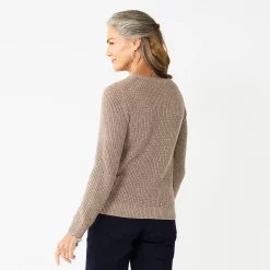 Women's Croft & Barrow® Crewneck Cable Sweater -Croft And Barrow Sales Store 5582065 ALT