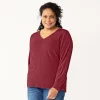 Plus Size Croft & Barrow® Extra Soft V-Neck Sweater -Croft And Barrow Sales Store 5587888 Plum