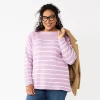 Plus Size Croft & Barrow® Boatneck Pullover Sweater -Croft And Barrow Sales Store 5587961 Purple Stripe