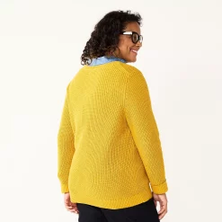 Plus Size Croft & Barrow® Placed Cable Pullover Sweater -Croft And Barrow Sales Store 5588807 ALT