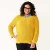 Plus Size Croft & Barrow® Placed Cable Pullover Sweater -Croft And Barrow Sales Store 5588807 Gold