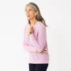 Petite Croft & Barrow® Crewneck Cable Sweater -Croft And Barrow Sales Store 5588816 Lavender