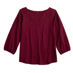Women's Croft & Barrow® Three Quarter Sleeve Eyelet Yoke Top 7 Women's Croft & Barrow® Three Quarter Sleeve Eyelet Yoke Top -Croft And Barrow Sales Store 5634598 ALT5