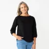 Women's Croft & Barrow® Three Quarter Sleeve Eyelet Yoke Top 1 Women's Croft & Barrow® Three Quarter Sleeve Eyelet Yoke Top -Croft And Barrow Sales Store 5634598 Black