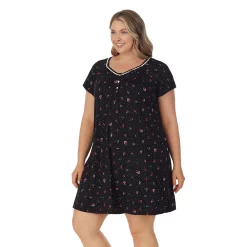Plus Size Croft & Barrow® Cozy Short Sleeve Smocked Nightgown -Croft And Barrow Sales Store 5637632 ALT2