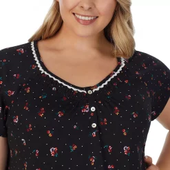 Plus Size Croft & Barrow® Cozy Short Sleeve Smocked Nightgown -Croft And Barrow Sales Store 5637632 ALT3