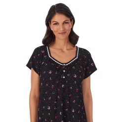 Petite Croft & Barrow® Cozy Short Sleeve Smocked Nightgown -Croft And Barrow Sales Store 5637633 ALT2