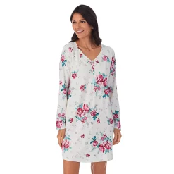 Women's Croft & Barrow® Cozy Long Sleeve Smocked Nightgown