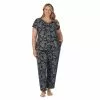 Plus Size Croft & Barrow® Cozy Short Sleeve Button-Front Pajama Top & Pajama Pants Sleep Set -Croft And Barrow Sales Store 5637641 Black Toile
