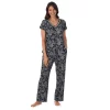 Petite Croft & Barrow® Cozy Short Sleeve Button-Front Pajama Top & Pajama Pants Sleep Set