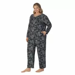 Plus Size Croft & Barrow® Cozy Long Sleeve Pajama Top & Pajama Pants Sleep Set -Croft And Barrow Sales Store 5637645 ALT2