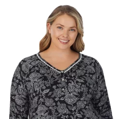 Plus Size Croft & Barrow® Cozy Long Sleeve Pajama Top & Pajama Pants Sleep Set -Croft And Barrow Sales Store 5637645 ALT3